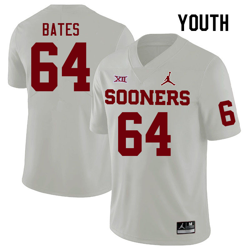 Youth #64 Joshua Bates Oklahoma Sooners College Football Jerseys Stitched-White - Click Image to Close